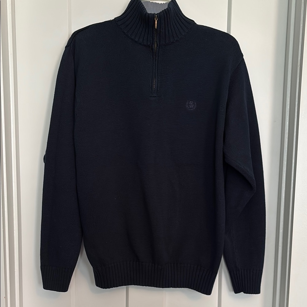 Izod Navy Zip Up Sweater with Knit Design